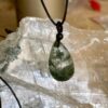 elegant moss agate tear shaped necklace
