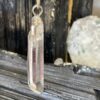 This is a Colombian Lemurian 'Blade of Light' pendant set in 925 silver. Water clear they are high vibrational stones, clarity and joy. thecrystalcave.com.au