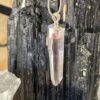 This is a Colombian Lemurian 'Blade of Light' pendant set in 925 silver. Water clear they are high vibrational stones, clarity and joy. thecrystalcave.com.au