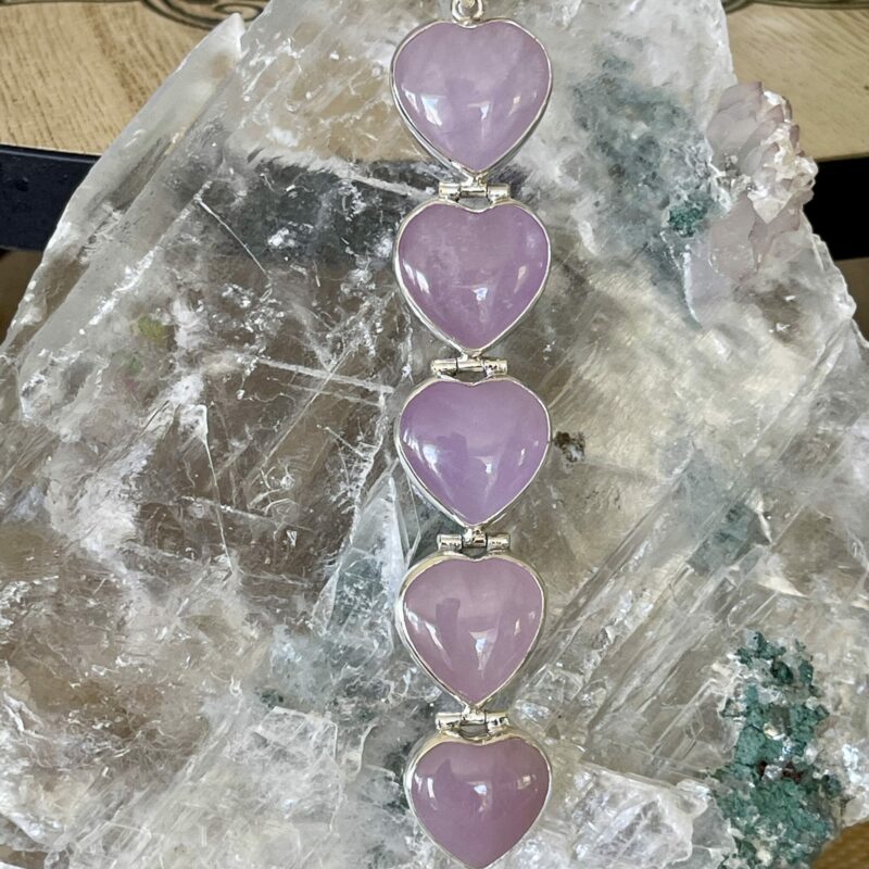 kunzite 5 hearts long pendant