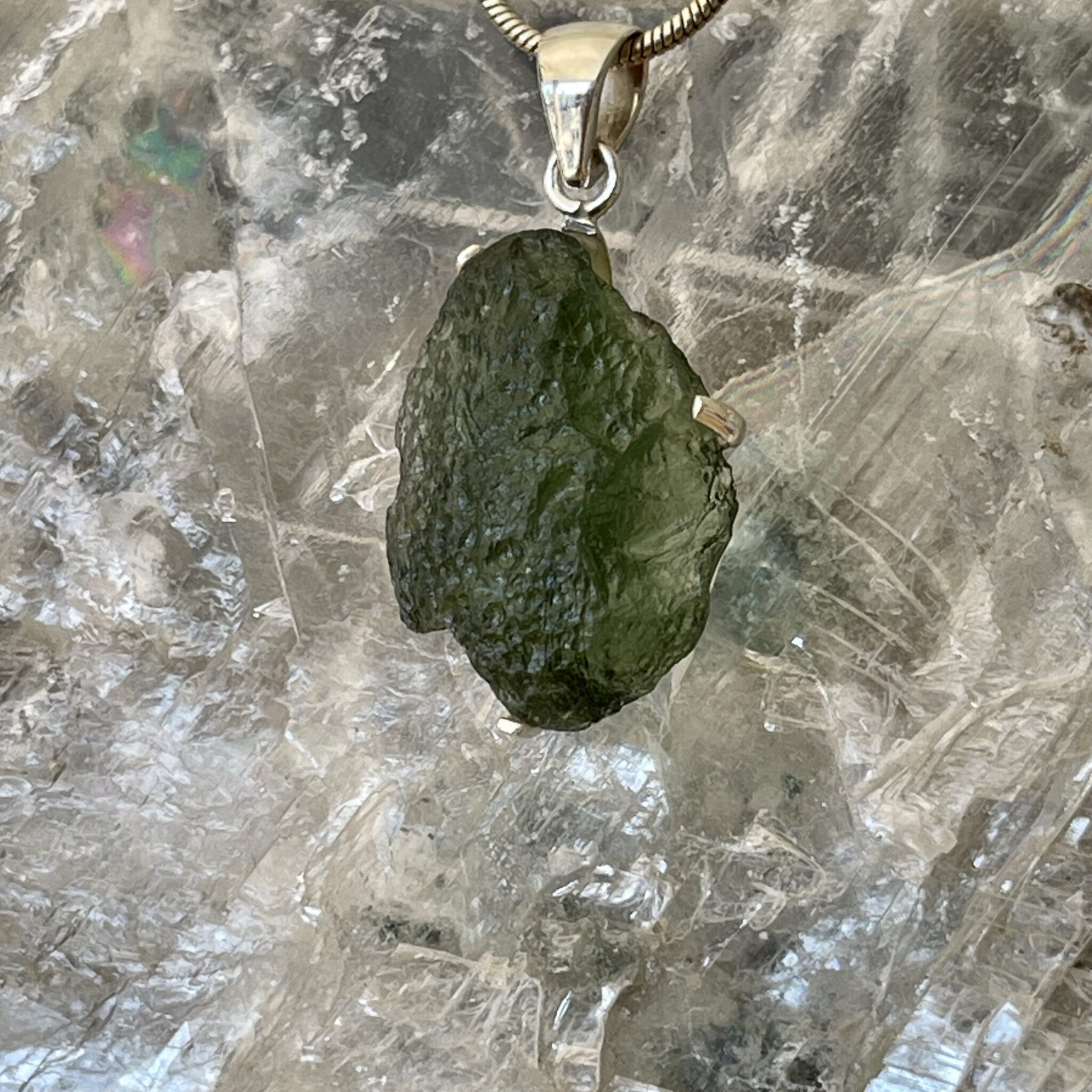 Magnificent Moldavite Sterling Silver Pendant M427 Magnificent Moldavite Sterling Silver Pendant M427