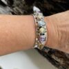 Navajo Sterling Silver Hand made cuff with line semi precious stones