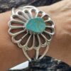 traditional Navajo sterling silver turquoise flower cuff