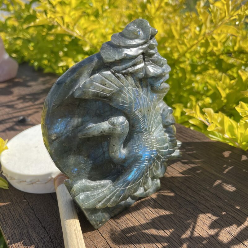 This is beautiful Labradorite Crane Bird in Flight Carving