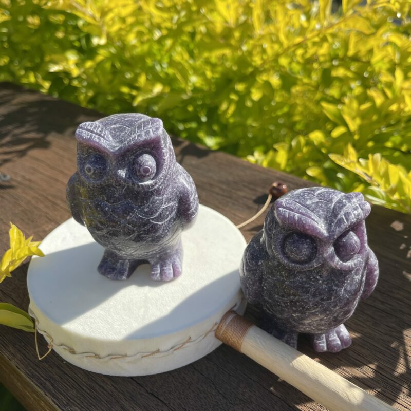 This is Beautiful Lepidolite Owl Carving
