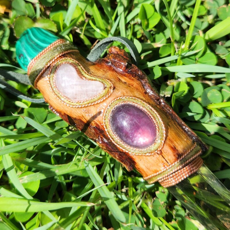 Tranquil Traveller- A Talisman of calm determination, malachite, rose quartz, lepidolite and natural citrine.