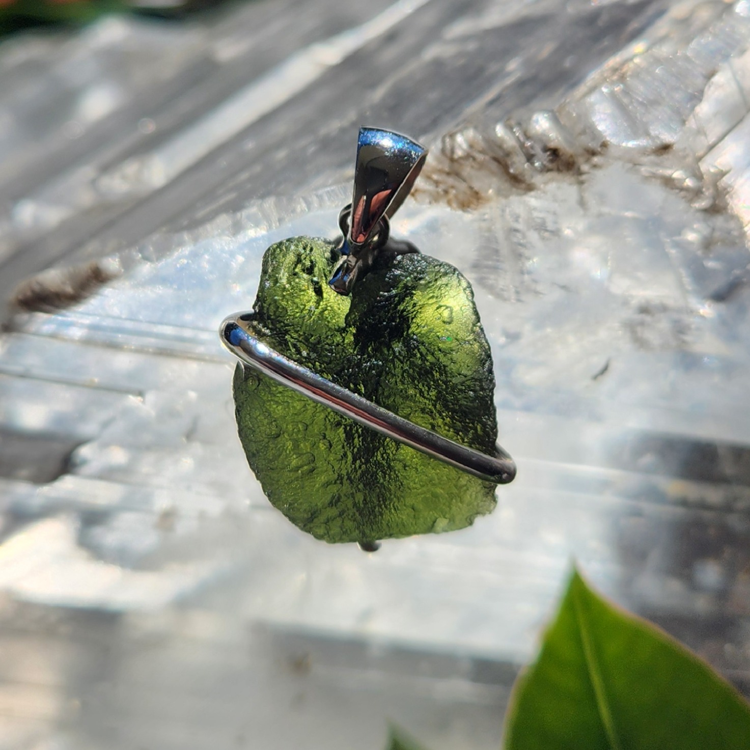 Earth Grid – Square Raw Moldavite Pendant Earth Grid – Square Raw Moldavite Pendant