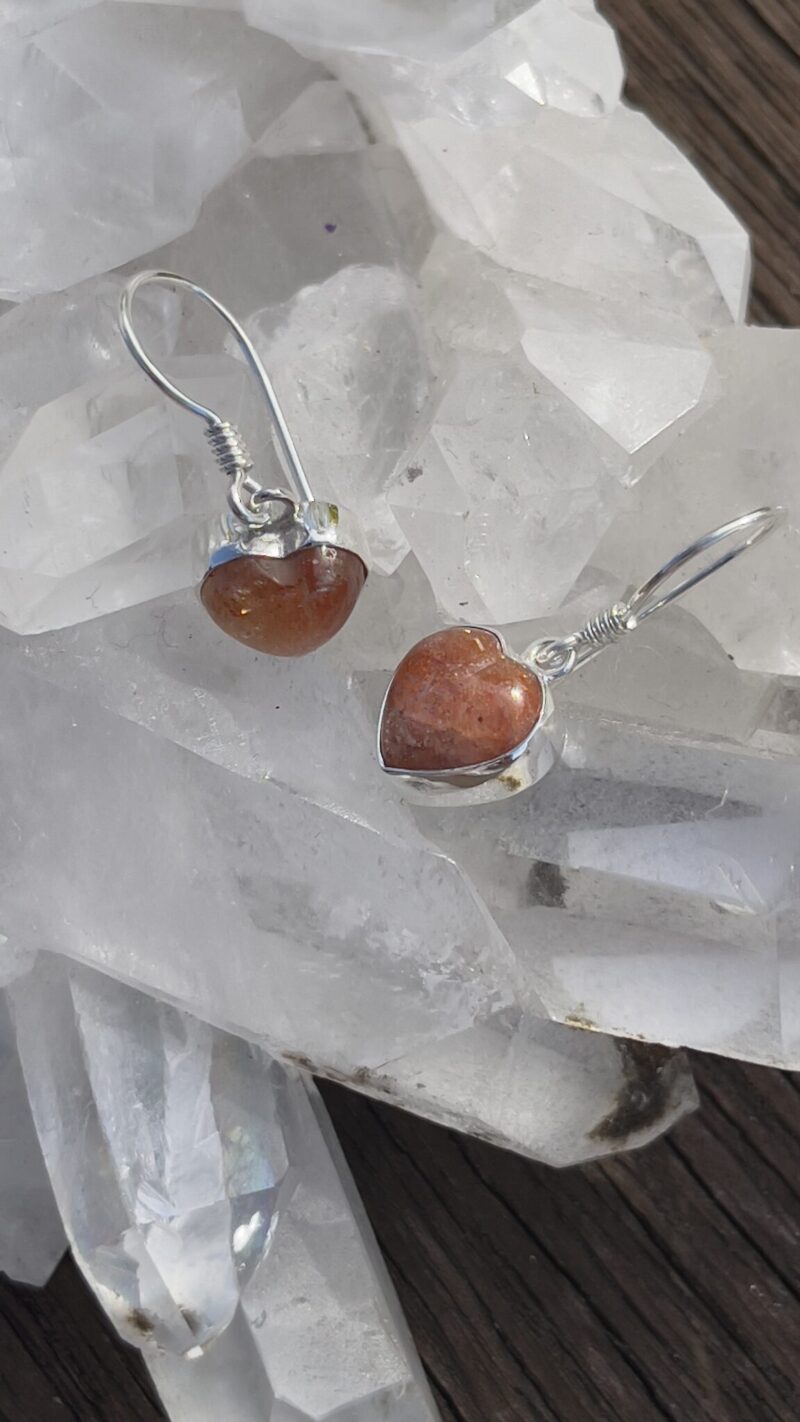 Sunstone Heart Earrings Set