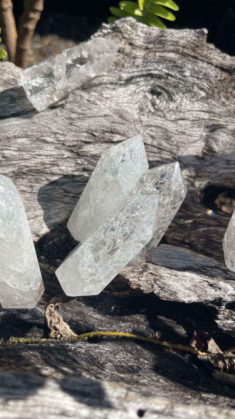 “Frozen Light” – Ice Quartz (Crackled Quartz) Tower (5–6.5cm Tall)